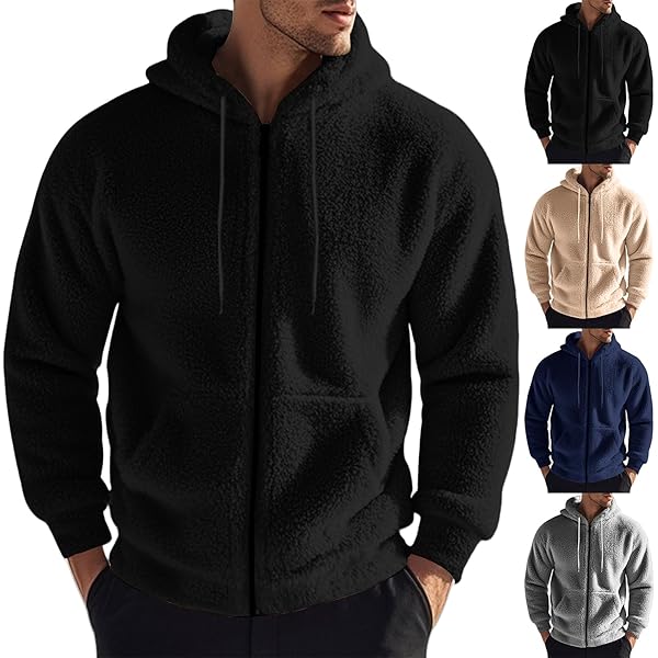 Sherpa Lined Hoodies for Men Heavyweight Full Zip Up Sweatshirt